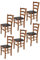 Tommychairs - 6er Set Stühle VENICE für Küche und Esszimmer, Struktur aus lackiertem Buchenholz im Farbton helles Nussbraun und gepolsterte Sitzfläche mit Kunstleder in der Farbe Mokka bezogen