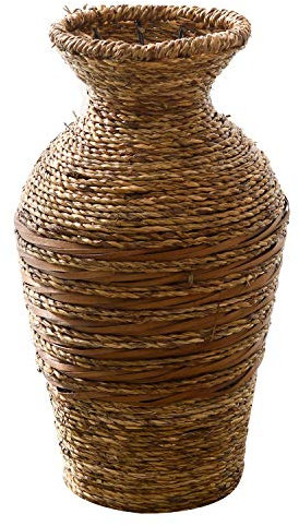 wm Homebase Blumenvase Tischvase Vase Deko Blumentopf Blumenständer aus Wasserhyazinthen Naturfarbe 12x10,5x30CM