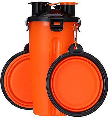 Ulalaza Bottiglia d’Acqua per Animali Domestici, Portatile da Viaggio, Contenitore per Cibo per Cani e Bottiglia d’Acqua 2 in 1