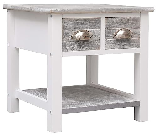 vidaXL Beistelltisch Grau 40x40x40 cm Paulownia Holz