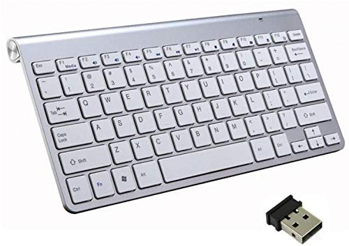 Shot Case Metal Wireless Keyboard for PC USB QWERTY Batteries (Silver)