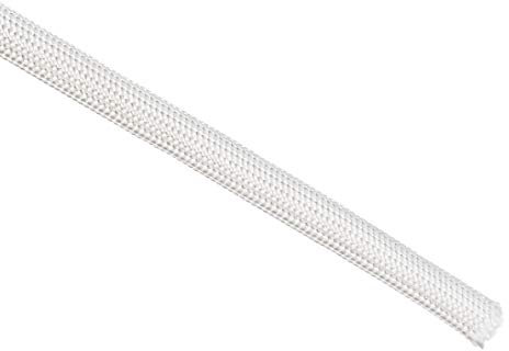 sourcing map Gaine Isolation Tresse 16.4Pied-6mm Haute Température Fibre Verre Manchon Blanc