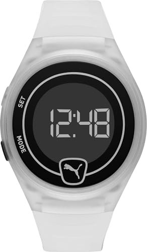 PUMA P5028 Uhr Herrenuhr Plastik Kunststoff 5 bar Digital Datum weiß