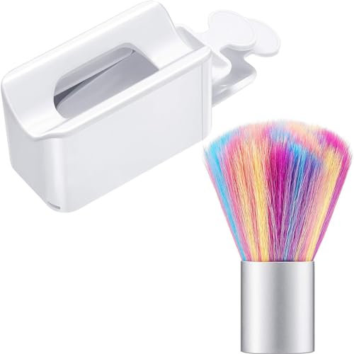 Nail Dipping Powder Recycling Tray System French Nail Dip Container and Soft Art Dust Remover Powder Brush Cleaner for Art Manicure and Makeup Tool (Pink)