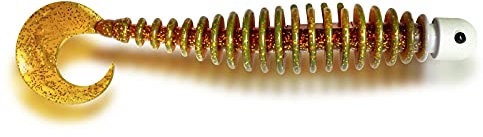 Black Cat Premium Curly Worm Gummifisch mit Lamellen Angelköder zum Wels Angeln Spinnfischen, Motor Oil, 17 cm
