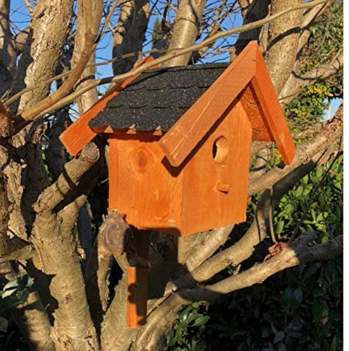 DARLUX Holz Nistkasten für draußen, Nisthaus Brutstätte für kleine Singvögel Braun und verschiedenen Bitum Farben (Schwarz - Braun)