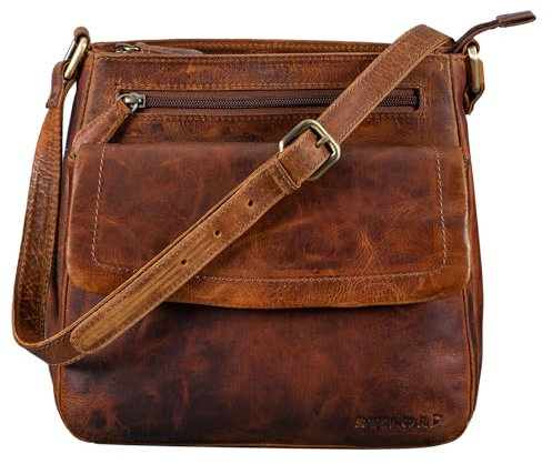 STILORD 'Jodie' Leder Umhängetasche Damen Vintage Handtasche Elegante Ledertasche Crossbody Bag Frauen Schultertasche Tasche Klein Echtleder, Farbe:prestige - braun