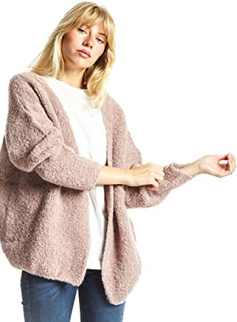 ETERKNITY - Cardigan Corto per Donna in Misto Lana Morbida, Rosa, M