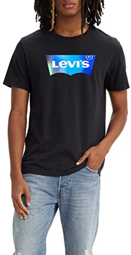 Levi's Men's Graphic Crewneck Tee T-Shirt, Batwing Blur Fill Caviar, XS