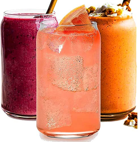 Juego de 6 vasos para beber, vasos de vidrio en forma de lata, vasos de cerveza, vasos de cóctel, vasos de whisky, vasos de café helado, vasos de vino, vasos de agua, vasos de Kiddush.