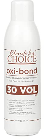 Blonde By Choice Oxi-bond 30 Vol Entwickler, angereichert mit 9 % Wasserstoffperoxid mit Keratin, um die Haarfärbung oder Bleichung zu verbessern, 1000 ml