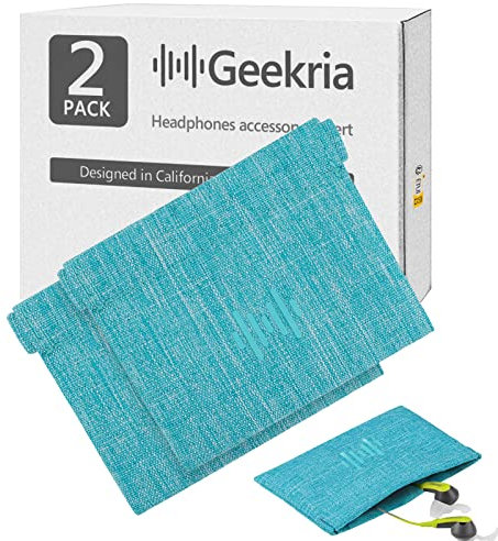 Geekria 2 Stück weiche, elastische Ohrhörer-Tasche/Kopfhörer-Tragetasche/Universal-Kopfhörer-Schutztasche/Tasche/Kopfhörer-Hülle/Münzgeldbörse/tragbare Reisetasche (blau)