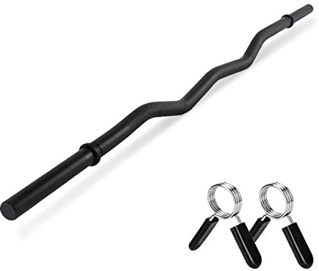 SZ Curlstange Premium, 30mm mit Federverschluss - STANDARDNORM - Auswahl: 120cm (7kg) o. 130cm (8kg), verchromt o. schwarz - Hantel Curl Stange Hantelstange (120 cm, Schwarz)