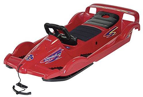 Doublerace Rot Lenkrodel für 2 Schlitten Bob Double Race Zweisitzer Rodel
