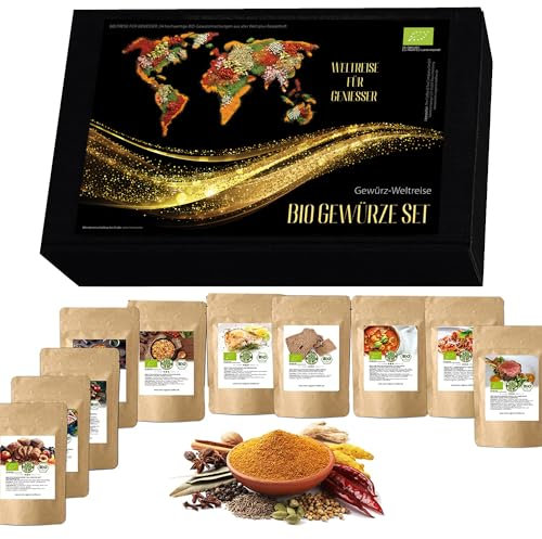 C&T Bio Gewürze Geschenkset für Männer & Frauen | 10 hochwertige Bio-Gewürze & Gewürzmischungen aus aller Welt