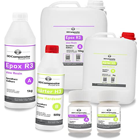 DD Composite Epoxidharz Gießharz R3 H3 slow Resin Gießhöhe 0-10cm glasklar Kunst Schmuck Design Handwerk Kunstharz Resin River-Table Countertops