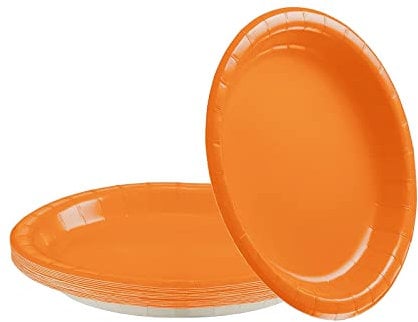 YAAVAAW 16Pcs Orange Paper Plates Party Supplies,7 Round Dessert Plates Dinner Luncheon Plates Plates Tableware Creative DIY Paper Plates Solid Color Party Plates for Kids Adults Birthday,Picnic