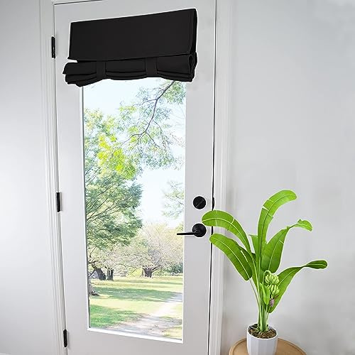 Kleine Vorhänge für französische Türen für Raumverdunkelung, einfarbig, Tür-/Fensterverkleidung, Vorhang, Raffrollo, 76,2 x 178,8 cm (B x L), Schwarz, 1 Stück