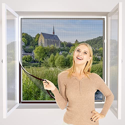 NeatiEase Zanzariera Magnetica per Finestre, Zanzariere su Misura Tagliabile, Fino a 100x130 CM, Facile Installazione Senza Forature ni Viti con Calamite(Marco bianco, rete nera)