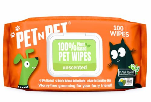 PET N PET Dog Wipes Thick 100% Plant Based Pet Wipes Dog & Cat Wipes, 100 Hypoallergenic Dog Wipes For Smelly Dogs, Puppy Wipes Premium Grooming Wipes For Cleaning Ear, Eye, Paw & Bums