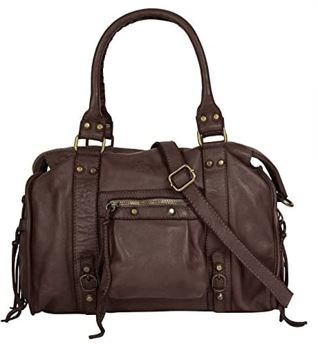 Samantha Look Shopper Echt Leder Damen | Made in Italy, Vintage Schultertasche, Umhängetasche mit Reißverschluss, große Henkeltasche | 021061