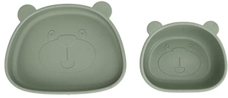 Vaisselle à Ventouse pour bébé, Bol à Ventouse Souple Réutilisable pour Enfants Aspiration Puissante Facile à Utiliser Résistant aux Chutes Passe au Lave-vaisselle pour la Cuisine (Bol et Assiette)