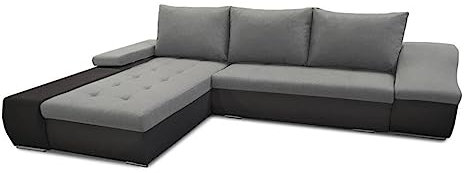 OAK SPOT Toronto - Sofa - Storage - Sofa Bed - Black/Grey - Faux leather/fabric - Left hand corner and Right hand corner (Left Arm Corner)