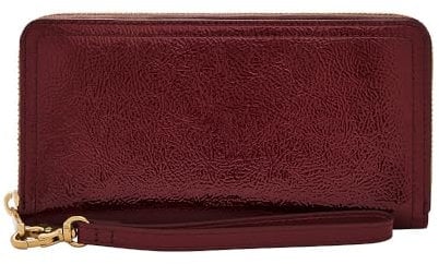 Fossil Zip Around Clutch Logan für Damen Knitteroptik Lackleder, SL10016631