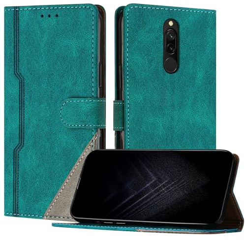 Netany Schutzhülle für Xiaomi Redmi 8 / 8A, PU Leder Flip Wallet Handyhülle mit magnetisch Kartenfächer Standfunktion Hülle für Redmi 8 - Grün