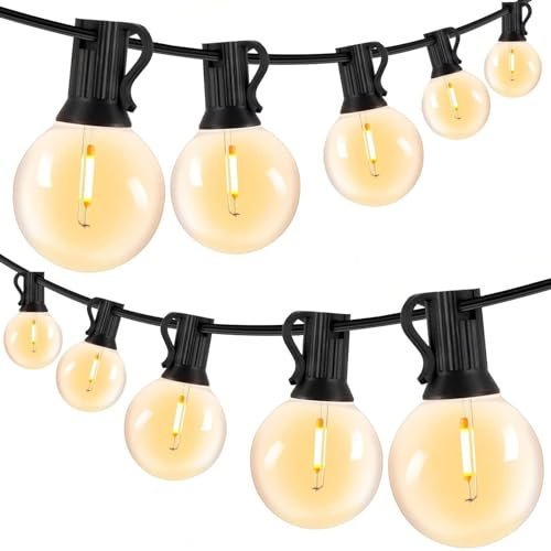 LED Lichterkette Außen Strom - G40 30M 37+2 Glühbirnen Wetterfest Balkon Lichterketten Aussen IP44 Wasserdicht Outdoor Lichterkette Strombetrieben für Innen Außen Garten Terrasse (30M 37+2)