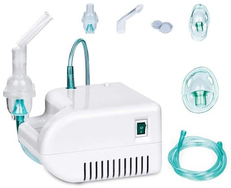 GOZYE Inhalator mit Kompressor-Drucklufttechnologie zur Behandlung der oberen und unteren Atemwege, für Erwachsene und Kinder geeignet,mit Mundstück und Maske