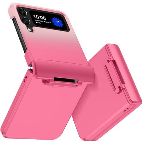 DOMAVER Case for Samsung Galaxy Z Flip3, Z Flip4 5G Case, Slim Fitwith Zipper Protection Thin TPU Anti-Slip Silicone Protective Girls Women Men Phone Cover for Samsung Z Flip 3/Flip4 5G, Pink-Hot Pink