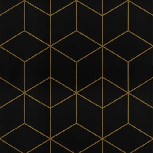 Self Adhesive Wallpaper Black and Gold 44x1000cm Peel and Stick Wallpaper Gold Lines Geometric Sticky Back Vinyl Modern Contact Paper Texture Wall Covering Decorative Film