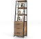 HOMASIS Bücherregal mit 4 Ebenen & 3 Schubladen, Standregal Holz & Metall, Vintage Regal Industrie-Stil, Aufbewahrungsregal Leiterregal Organizer für Wohnzimmer Büro Küche, 51x40x175cm (Natur)