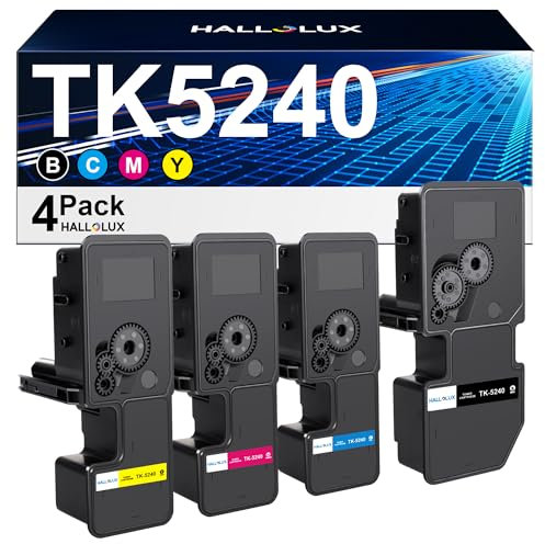 HALLOLUX TK-5240K TK5240 Kompatibel für Kyocera TK-5240K TK5240 TK5240K TK-5240 Ecosys M5526cdw M5526cdn P5026cdw P5026cdn TK-5240C TK-5240Y TK-5240M (Schwarz Cyan Gelb Magenta, 4er-Pack,TK-5240K )