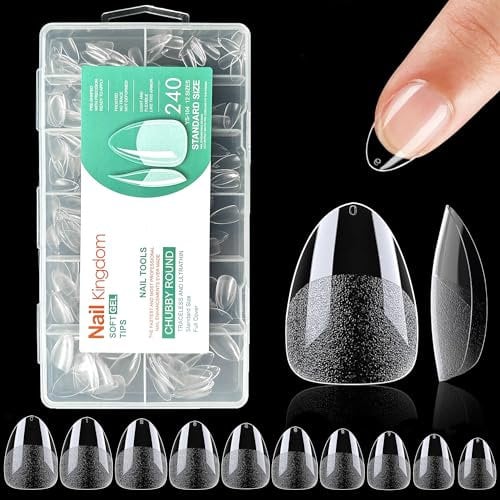Nail Tips Short Almond,240PCS Soft Gel Full Cover Nail Tips Kit for Nails Extensions,Clear Strong Fake Press on Nails Tips for Manicure Salons Nail Art (240 Short Almond)
