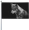 180 x 120 cm (6 x 4 Fuß) Grauer Wolf schwarzer Hintergrund, Flagge für Haus, Rasen, zum Aufhängen, Dekoration, Hofbanner, Urlaub, Willkommensflaggen mit 2 Metallösen, für den Innen- und Außenbereich