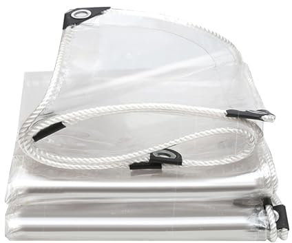 Telone antistrappo resistente alla tela cerata in PVC trasparente da 400g/m² con occhielli,tenda per serra da giardino trasparente impermeabile resistente,per camion da giardino all'aperto (1,4x2,5 m