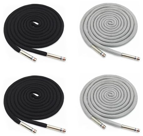 4 Pcs Waist Drawstring Cords, Trouser Tracksuit Drawstrings Replacement Universal Cords, 135cm Long, Encrypted Cotton Rope with Metal Tips, Ideal for Hoodies, Sweatpants, Jackets & Bags