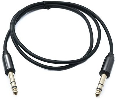 System-S Audio Klinke Kabel 100 cm AUX 6,35 mm 3 polig TRS Stecker zu Stecker Adapter