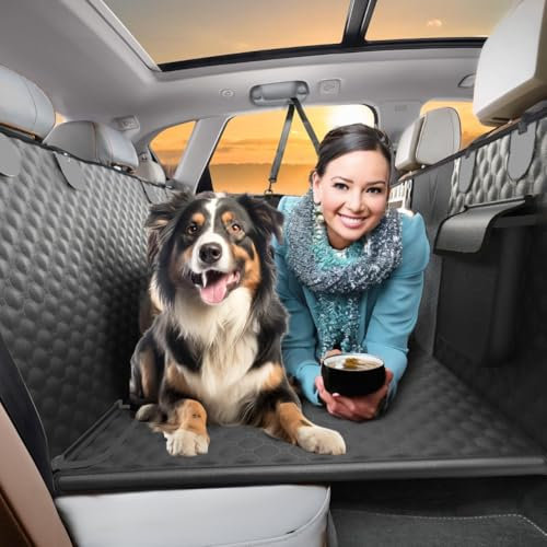 Die Bellende Katze Hundedecke Auto Rücksitz Fester Boden - Schutzdecke Harter Unterseite - Autodecke Hund mit Rücksitzverlängerung - Kratzfeste Hundedecke Auto Rücksitz