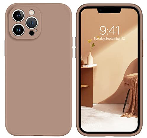 GUAGUA Silicone for iPhone 13 Pro Case 6.1-Inch, Silky-Soft Touch Silicone Gel Rubber iPhone 13 Pro Phone Case with Microfiber Lining Hard Back Protective Cover, Khaki