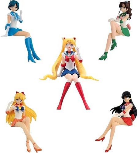 Keyhvao Figure anime 13 cm modello statue Tsukino Usagi, marinaio Mercury, Marte, Venere, Giove posizione seduta, figure carine decorazione in materiale PVC regalo per i fan, unisex (5 pezzi)