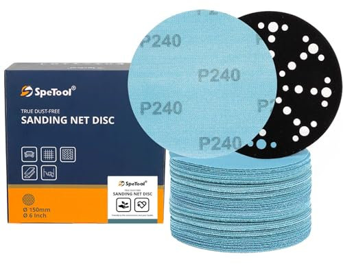 SpeTool 30 Stück Schleifgitter 150mm Klett schleifnetz Schleifscheiben Körnung 240 Staubfreies Klett-Schleifpapier für Holz, Gipskarton, Metall, Epoxidharz