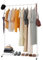 Klass Home Collection Portable Heavy Duty Clothes Rail For Bedroom, Home & Shops, 50KG Load Clothes Rack With Storage Shelf, Metal Clothing Rail For Hanging Garments, Coats (White With Wheels)
