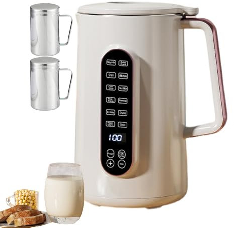 forplubossmmp Bollitore Elettrico per Latte di Noci, 1,5L per Bevande Fredde, Bollitore per Latte Vegetale, Bollitore per Latte di Soia in Acciaio Inox con Touch Screen, 32000 Giri/Min(con 2 Tazze)