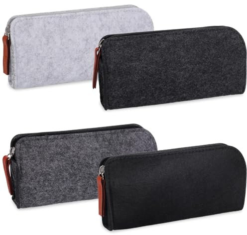Filz Mäppchen, 4 Stück Multifunktions Briefpapier Beutel, Filz Kosmetiktasche mit Reißverschluss, Multifunktion Filztasche für Stifte Bleistifte Leuchtmarker Andere Schulbedarf