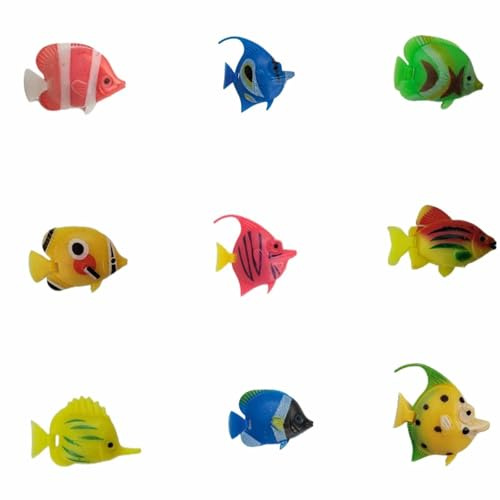 Lot de 8 faux poissons en plastique colorés assortis pour lampe à bulles, décoration d'aquarium (style aléatoire)