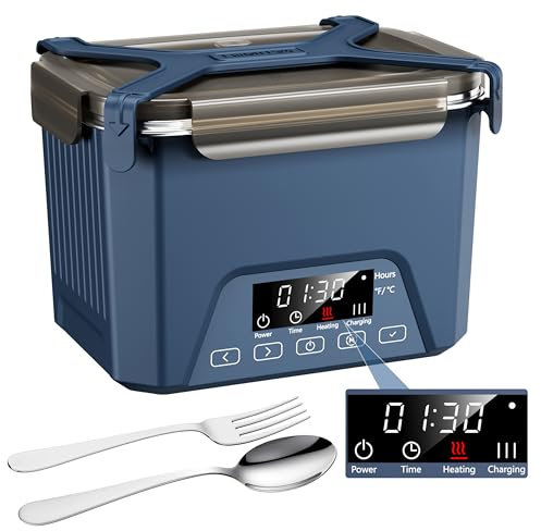 Lunheat Cordless Electric Lunch Box, Self-Heating, Blue, 1.2L, BPA Free, Meal Prep Friendly