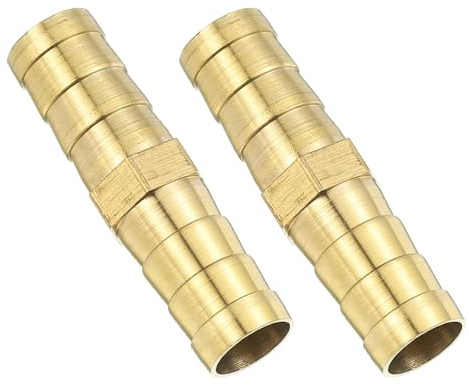 QUARKZMAN 10mm Schlauchverbinder Messing Doppelnippel Kupplung, 2 Stück Schlauchverbinder Benzinschlauch Schlaucharmaturen Gartenschlauch zum Verbinden von Luftschläuchen